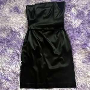 White House Black Market Strapless Black Satin Cocktail Dress